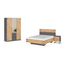 rauch Schlafzimmer-Set »Butte« - 136x54x197cm - grau - Holz / Holz