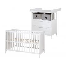 roba Kinderzimmer-Set Bett und Kommode - 87x75x100cm - weiß - Holz / Kunststoff / Holz