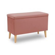 Domo Hocker »Kopenhagen« mit Staufach - 91x41x58cm - braun - Polyester / Holz / Holz