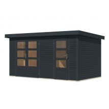 Karibu Gerätehaus »Mars« mit 2 Räumen und Metalldach - 400,5x213,5x209cm - anthrazit - Fichtenholz / Stahl / Stahl