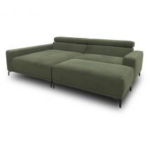 Domo Eck-Schlafsofa »Malmö« mit Hocker - 248x172x72cm - dunkelgrün - Polyester / Nylon / Holz