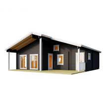 Weka Wochenendhaus mit 2 Etagen - 890x834x401cm - grau - Fichtenholz / Glas