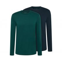 Tchibo - 2 Langarm-Shirts - Herren - Gr. M - grün