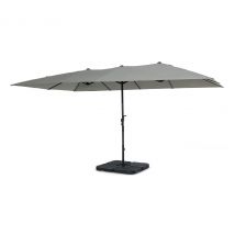 Leco Doppel-Sonnenschirm - 158x16x45cm - hellgrau - Aluminium / Polyester / Stahl