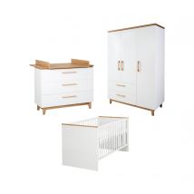 roba »Finn« Kinderzimmerset mit Bett - 76x144x82,5cm - weiß - Holz / Buchenholz / Holz
