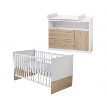 roba »Gabriella« Kinderzimmerset mit breiter Wickelkommode und Bett - 76x142x80cm - braun - Holz / Kunststoff