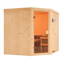 Karibu-Sauna »Brianna« mit Eckeinstieg - braun