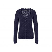 Strickjacke mit Ajour-Muster - Damen - Gr. L - dunkelblau