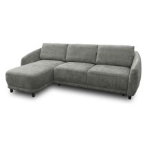 Domo Eck-Schlafsofa »Visby« - 249x158x87cm - grau - Polyester / Holz / Eichenholz
