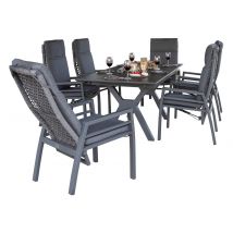 deVries Dining-Set - 60x62x110cm - anthrazit - Aluminium / Polyester / Polyurethan