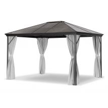 Leco Pavillon mit Seitenwänden - 365x300x270cm - anthrazit - Aluminium / Polyester / Stahl