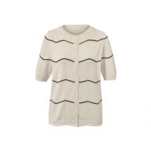 Feinstrick-Cardigan mit Ajour-Muster - Damen - Gr. M - dunkelblau/gestreift