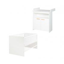 roba »Anton« Kinderzimmerset mit Bett und Wickelkommode - 78,5x142x80cm - weiß - Holz / Holz