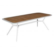 deVries Tisch - 220x100x75cm - weiß - Aluminium / Holz