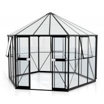 Vitavia Gewächshaus Pavillion 9 m² inkl. Fundamentrahmen - 383x333x284cm - schwarz - Aluminium / Glas / Glas