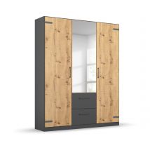 rauch Drehtürenschrank »Butte« - 136x57x197cm - grau - Holz