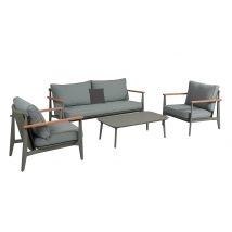 Leco Lounge-Set inkl. Tisch - 180x75x75cm - anthrazit - Aluminium / Polyester / Schaumstoff