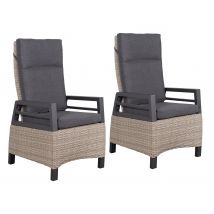 2 deVries Sessel - 60x62x109cm - dunkelgrau - Aluminium / Polyethylen / Polyester