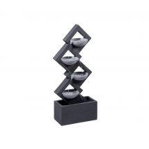 Dobar Gartenbrunnen mit 4 Schalen und LEDs - 41,5x20,5x100,5cm - grau - Polyresin