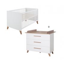 roba »Ole« Kinderzimmerset Bett und Wickelkommode - 76x142x82cm - weiß - Holz / Holz