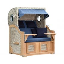 deVries Strandkorb - 140x161x160cm - dunkelblau - Holz / Polyethylen / Polyurethan