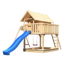 Karibu Stelzenhaus »Fidel« mit Doppelschaukel und Rutsche - naturfarben