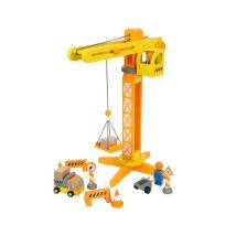 small foot Baukran mit Baustellenzubehör - braun