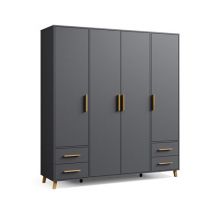 rauch Drehtürenschrank »Shinjo« - 187x53x203cm - grau - Holz