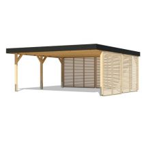 Karibu Doppel-Carport - 552x487x246,5cm - anthrazit - Fichtenholz