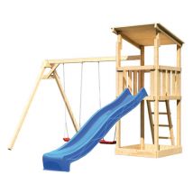 Karibu Spielturm »Anna« mit Rutsche und Doppelschaukel - blau