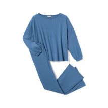 Tchibo - Gerippter Pyjama - Damen - Gr. XL - blau