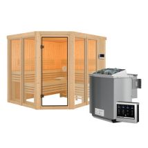 Karibu Sauna »Scarlett 3« im Set mit 9-kW-Bio-Ofen und Bio-Steuerung - naturfarben