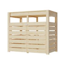 Karibu Mülltonnenbox für 2 Tonnen mit Pflanzdach - 158x88x143cm - naturfarben - Fichtenholz
