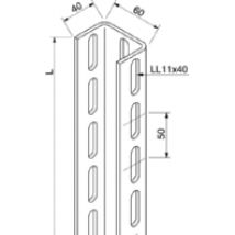 16A7-4500  - U-Profil 60x40 4500mm lg. 16A7-4500