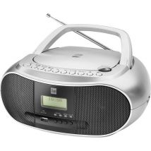 Dual DAB-P 170 Boombox mit Digitalradio, CD-Player (MP3), DAB+/UKW-Radio, AUX-IN, Bluetooth, Stereoklang, Silber