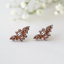 Skeleton Bat Earrings Stud