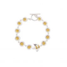 Silver and Gold Plated Flower and Bee Bracelet