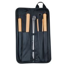 Ustensiles pour barbecue avec manche bois par 5 CAMPINGAZ