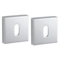 Rosaces carrées 50 x 50 mm trou de clé chrome brillant par 2 FROSIO
