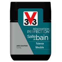 Peinture de rénovation pour salle de bains finition satinée gris dauphin 75 ml V33