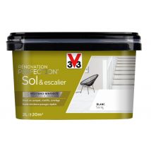 Peinture de rénovation sol et escalier finition satinée blanc 2L V33