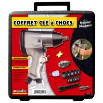 Coffret clé à chocs pneumatique 1/2 avec 10 douilles et accessoires MECAFER