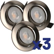 Lot de 3 spots encastrables LED orientable acier 420 lumens 4000K - RUBY ARLUX