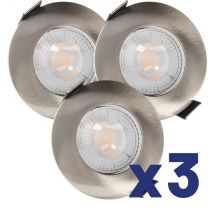Lot de 3 spots encastrables LED fixe acier 420 lumens 4000K - RUBY ARLUX