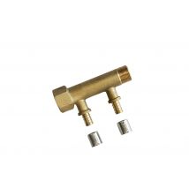 Collecteur mâle-femelle 20/27 (3/4) avec 2 départs à sertir pour tube PER diamètre 16 mm