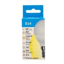 Ampoule LED sphérique E14 3 W= 200 lumens blanc chaud FOX LIGHT