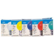 Lot de 5 ampoules LED sphériques colorées B22 1W=50 lumens FOXLIGHT