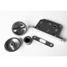 Poignée cuvette chromée avec serrure pour porte coulissante