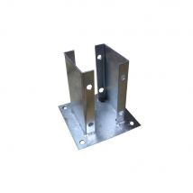 Pied de poteau H acier galvanisé sur platine - 90 x 90 x 150 mm - DEBARGE