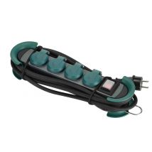 Multiprise étanche IP44 avec clapets 4 prises 3m noir/ vert GAO